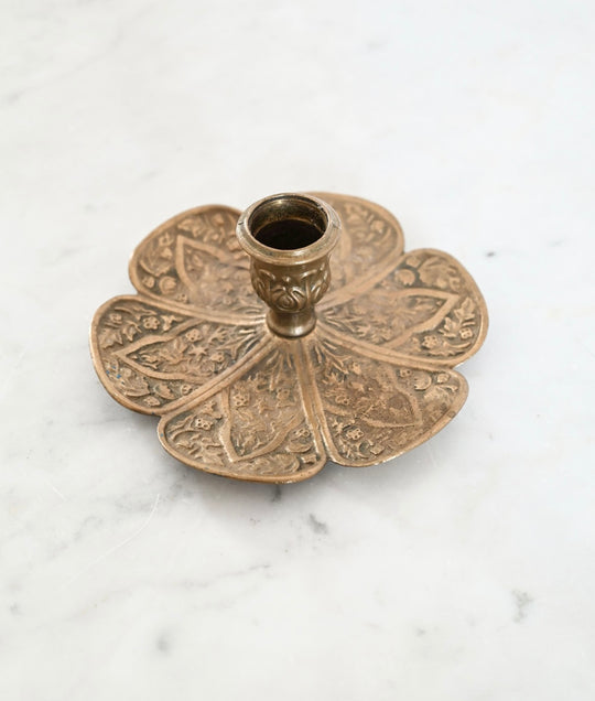 vintage French brass scalloped candlestick