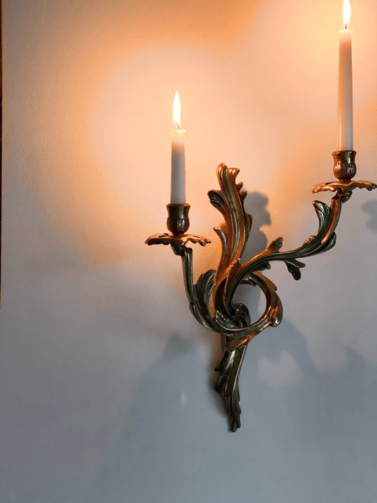 vintage Italian solid brass candle sconce