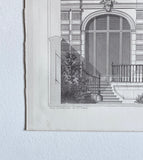 antique French architectural etching