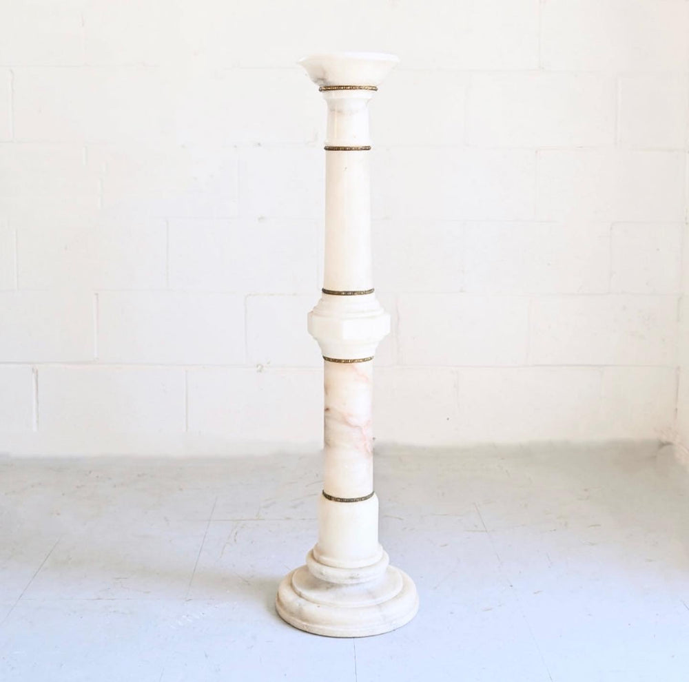 vintage french  marble pedestal with brass details