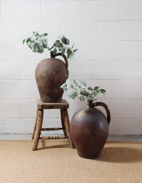 antique french oversized stoneware oil vessels