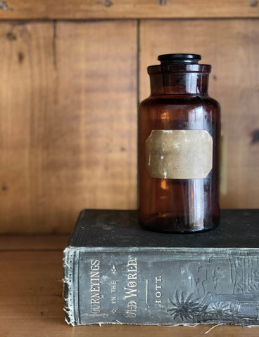 vintage amber apothecary jar