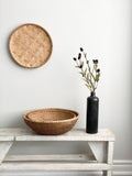 vintage round woven bamboo tray