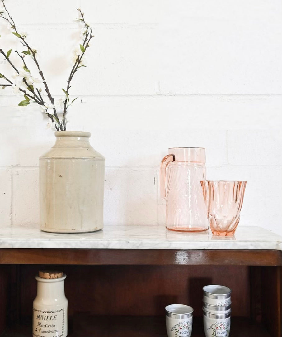 vintage french pink glass pitcher