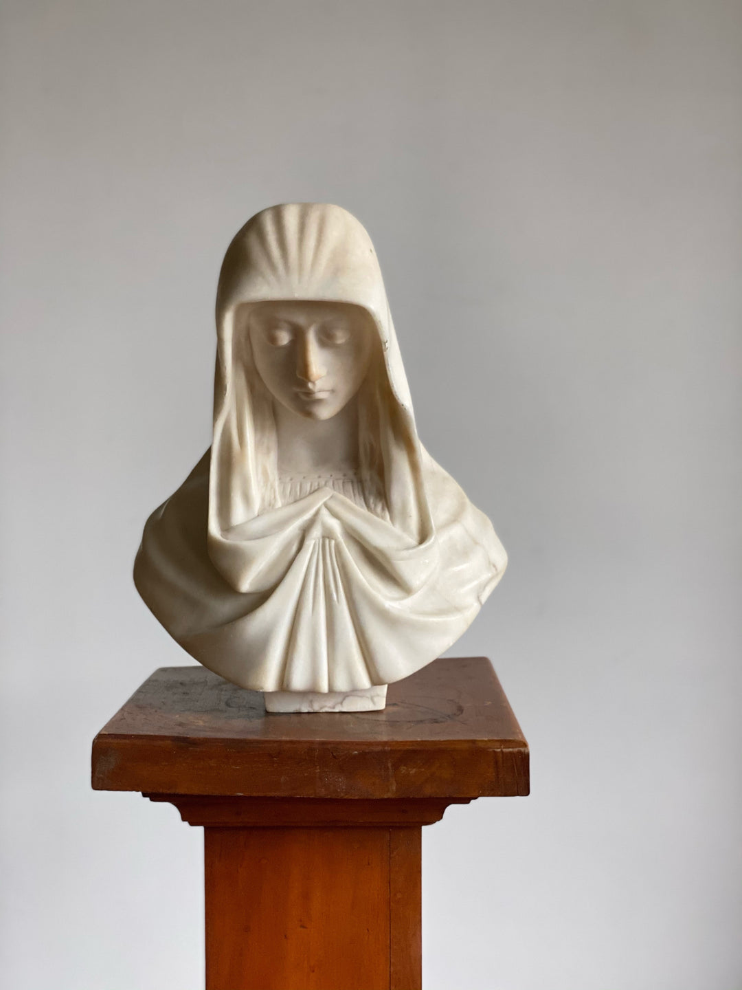 vintage marble bust, “vierge Marie”