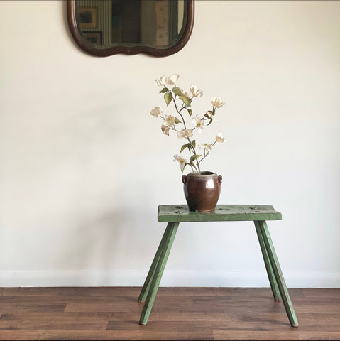 primitive carved wood stool