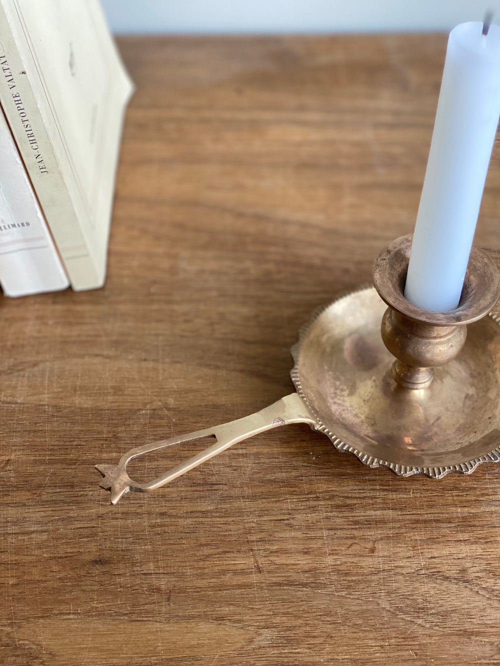 vintage French ornate brass chamberstick