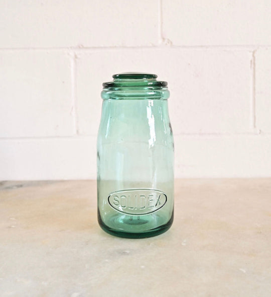 vintage french Solidex green canning jar