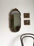 antique wood and plaster oblong mirror