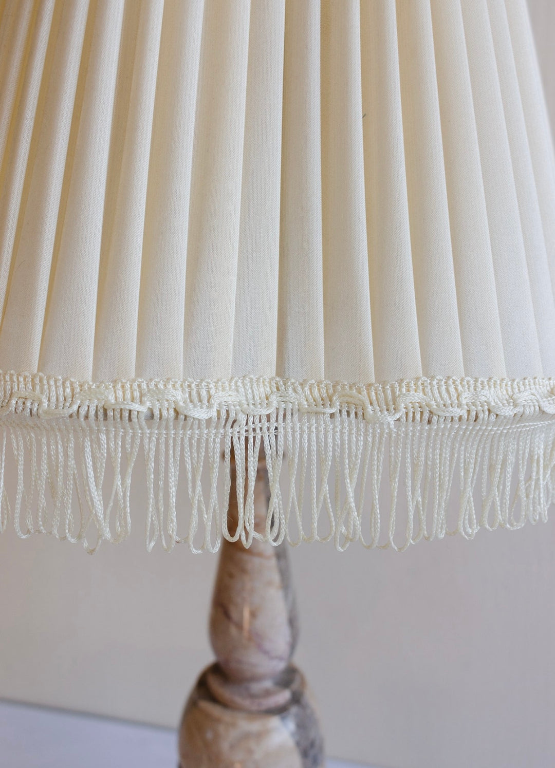 vintage Italian marble lamp with original fringed shade
