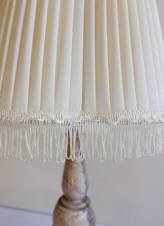 vintage Italian marble lamp with original fringed shade