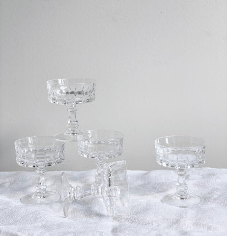 set of 5 vintage French crystal aperitif glasses