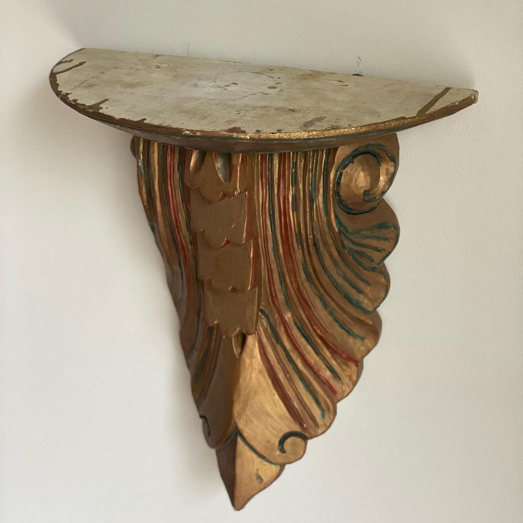 pair of vintage Italian gilt wood corbels