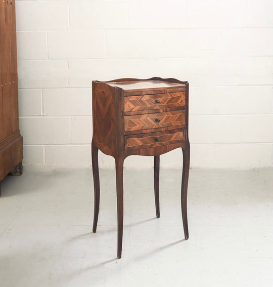 midcentury French Louis XV style marquetry side table