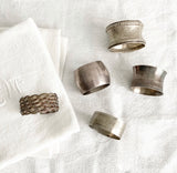 eclectic set of 5 vintage french silver napkin rings