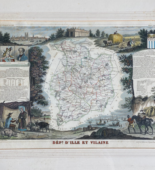 first issue antique map, “Départment d’Ille et Vilaine”