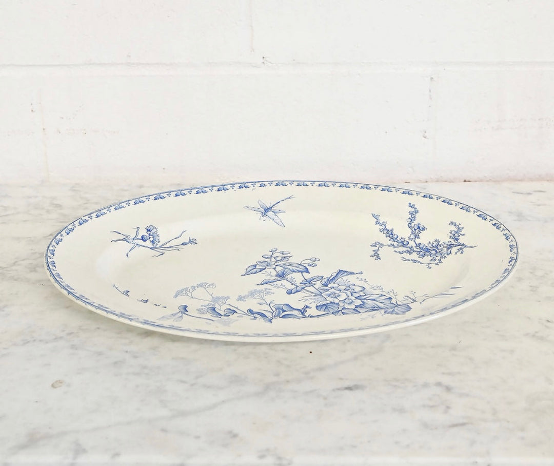 antique French Sarreguemines transferware serving platter