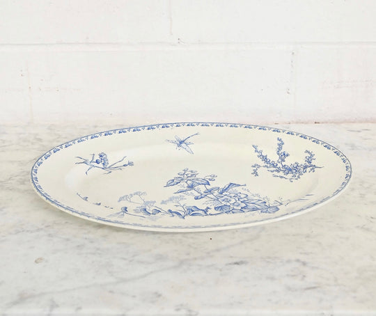 antique French Sarreguemines transferware serving platter