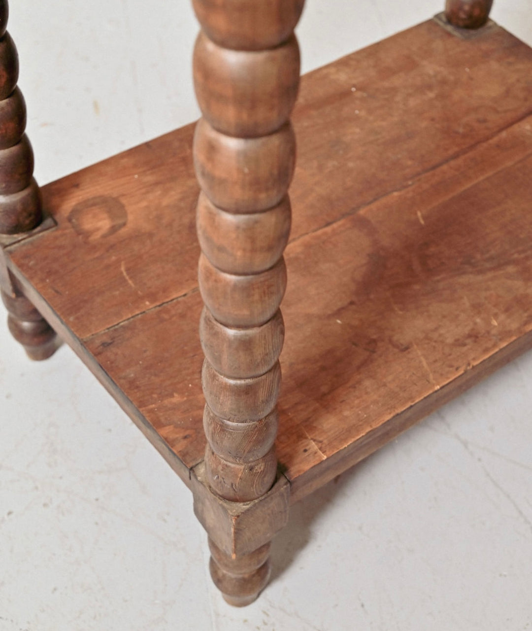 antique French side table with hand turned solomonic legs