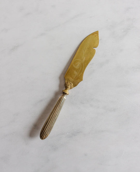 antique French art nouveau gold vermeil & silver plate cake server