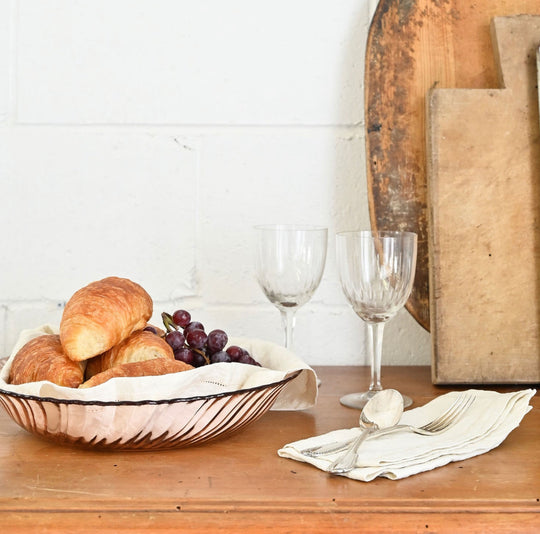 vintage french pink glass serving bowl