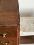vintage wood four drawer index card cabinet