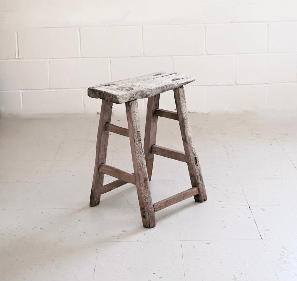 primitive french farmhouse stool iii