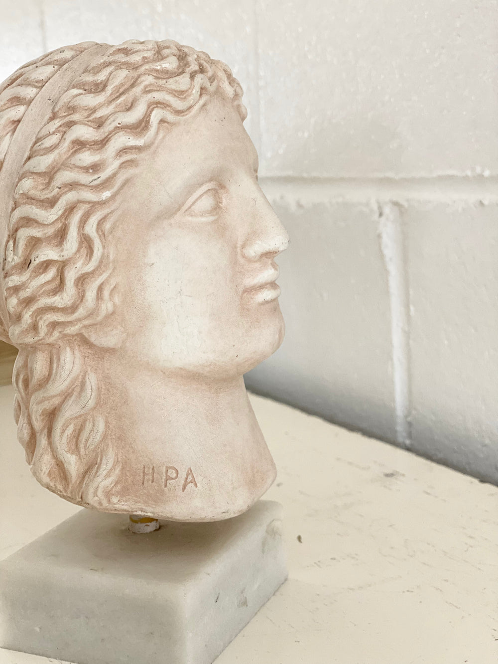 vintage french stone bust on marble base