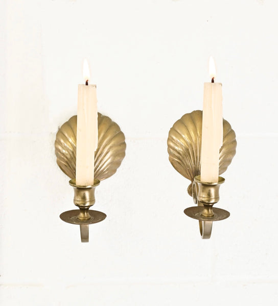 Vintage Brass Clam Shell Candle Scones