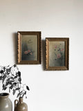 set of vintage floral paintings