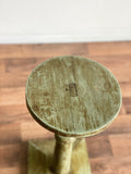 antique wood pedestal, green