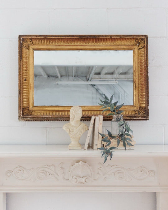 antique french wood and plaster gold mirror