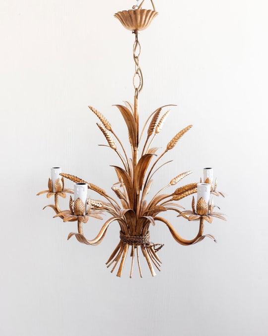 1970s gilt Florentine Hans Kögl style chandelier