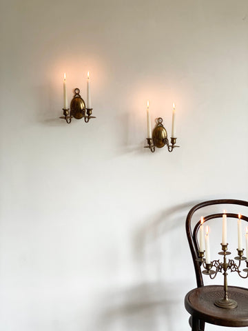 pair of vintage brass candle sconces