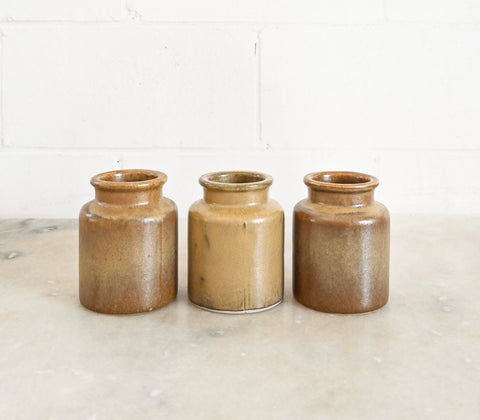 vintage french brown mustard jar