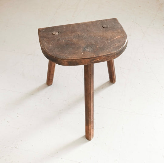 rustic midcentury French tripod stool