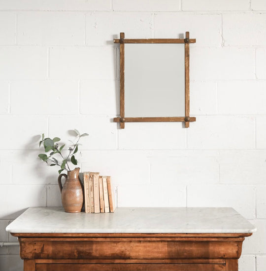 vintage criss cross framed mirror