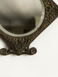 vintage cast iron & brass beveled mirror