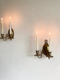 pair of vintage brass candle sconces