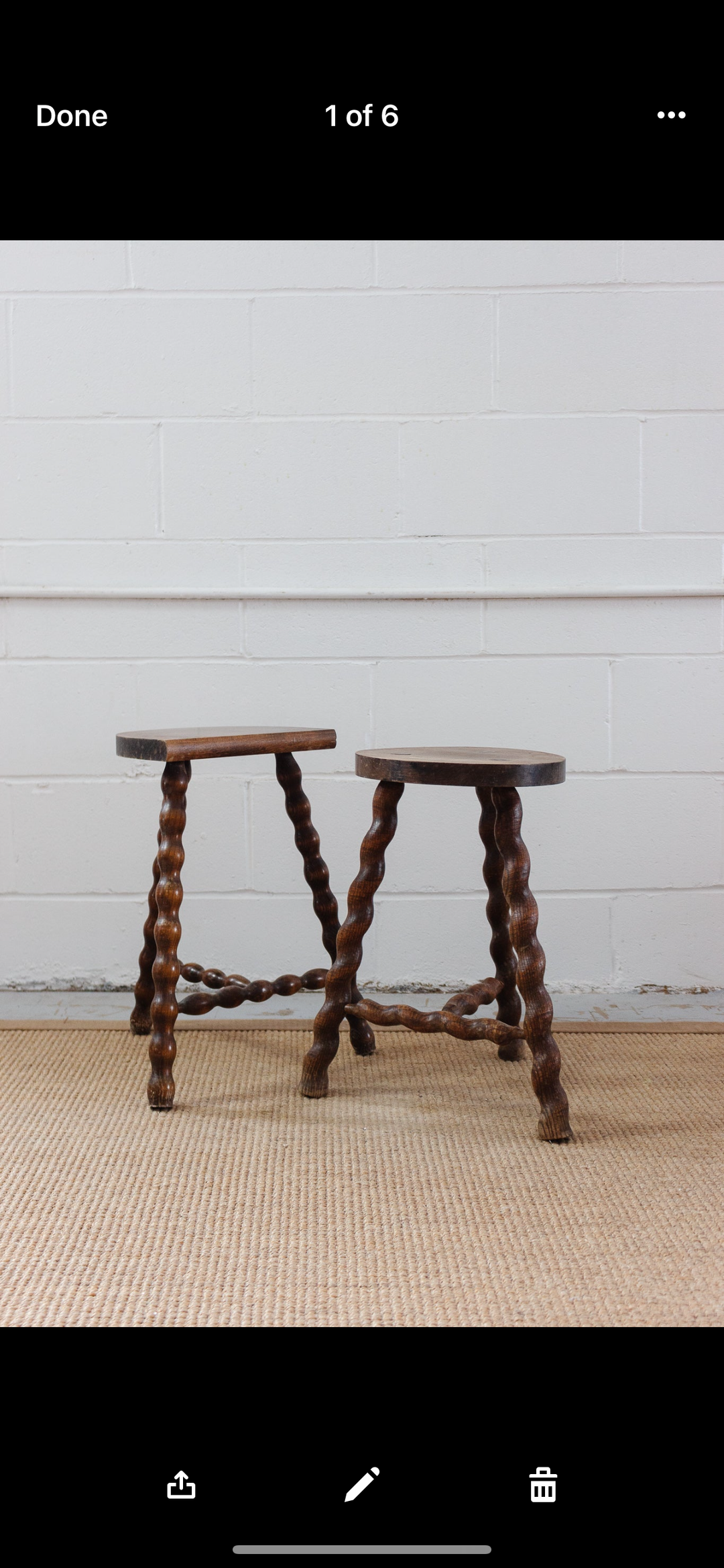 midcentury French bobbin leg stool