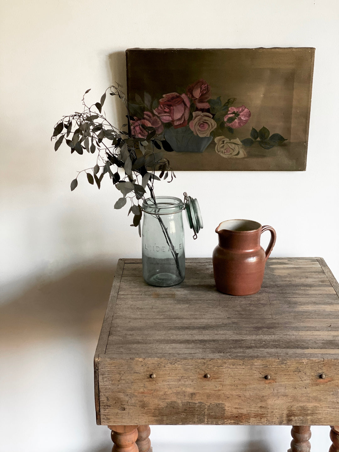 vintage butcher block table