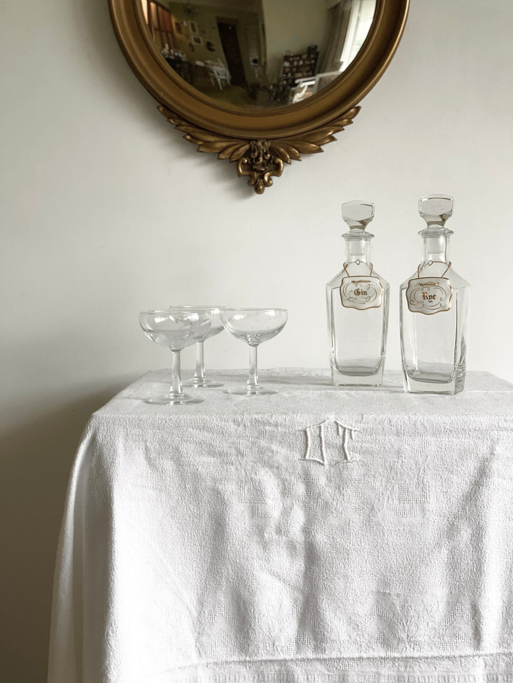 vintage French tablecloth & napkin set