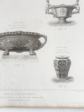 antique design engraving, “vases et siège en fayence”