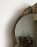 antique wood and plaster oblong mirror