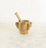 antique french petite brass mortar and pestle