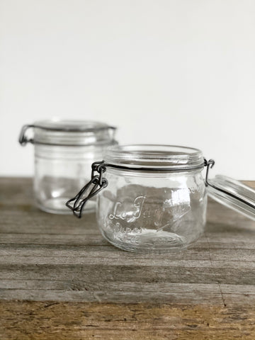 pair of petite Le Parfait canning jars