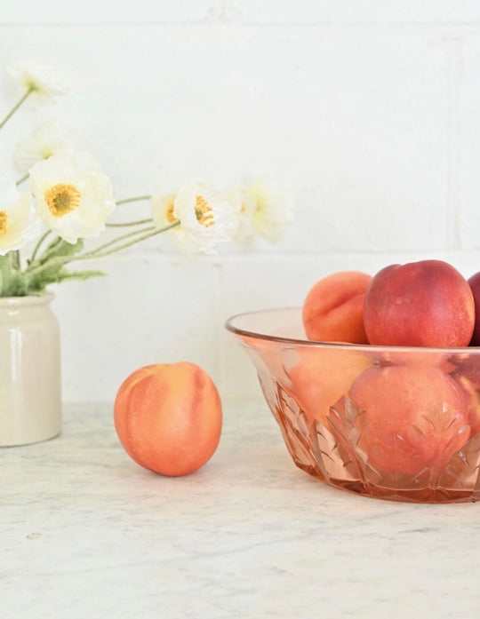 vintage french cut glass pink bowl