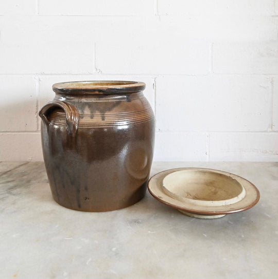 vintage french confit pot with lid