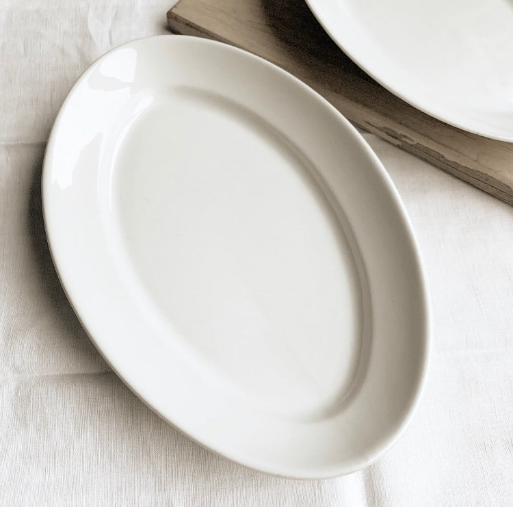 vintage french white ironstone oval platter