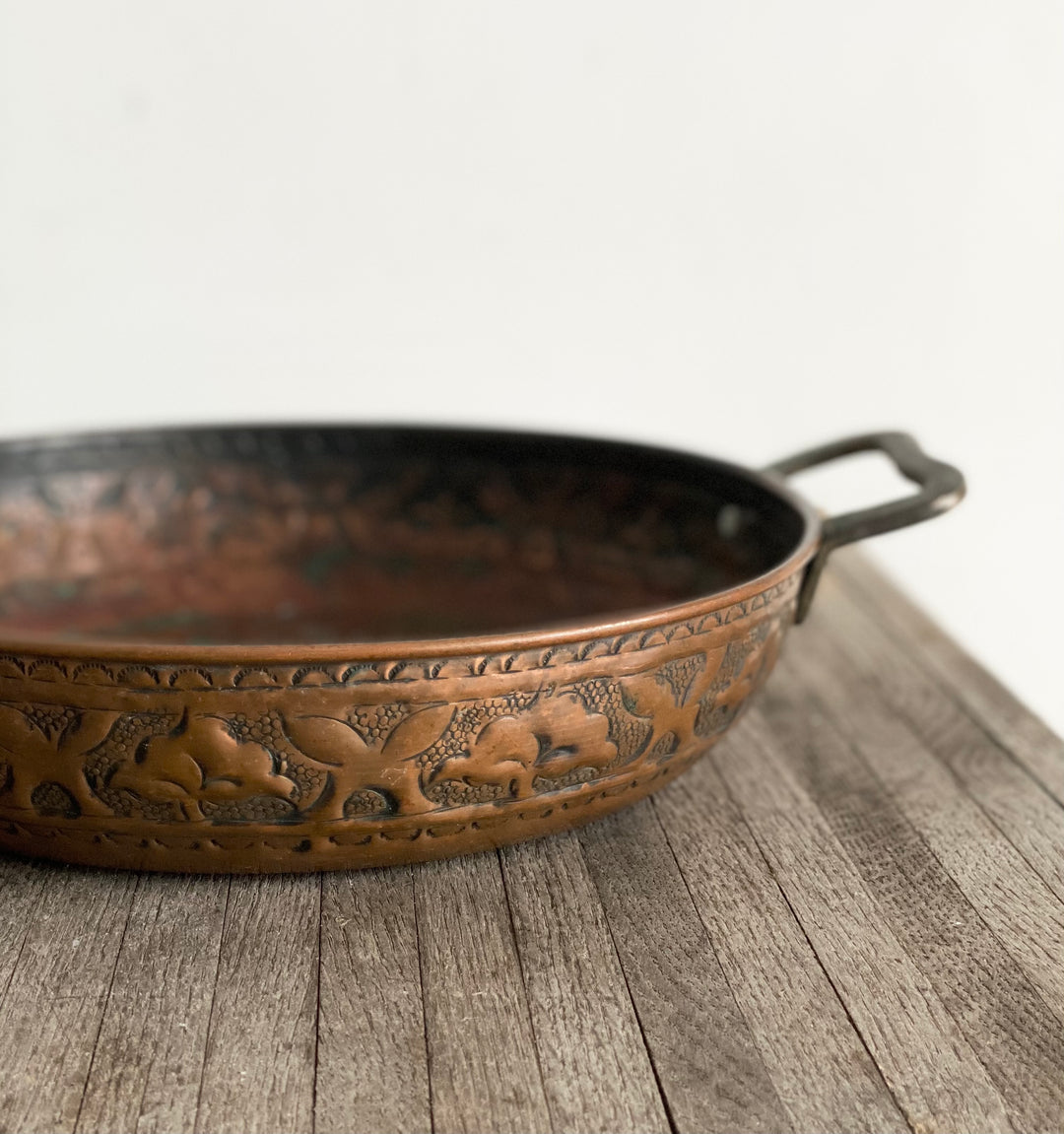 hand forged antique copper pan